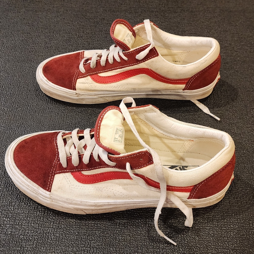 Vans Red and White Suede Sneakers - Picture 4 of 5